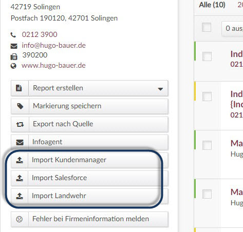 Import Funktion aus index Anzeigendaten