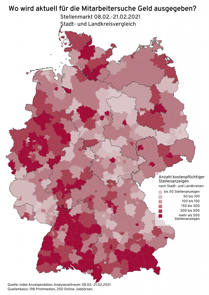 Landkarte Deutschlands Stellenmarkt index