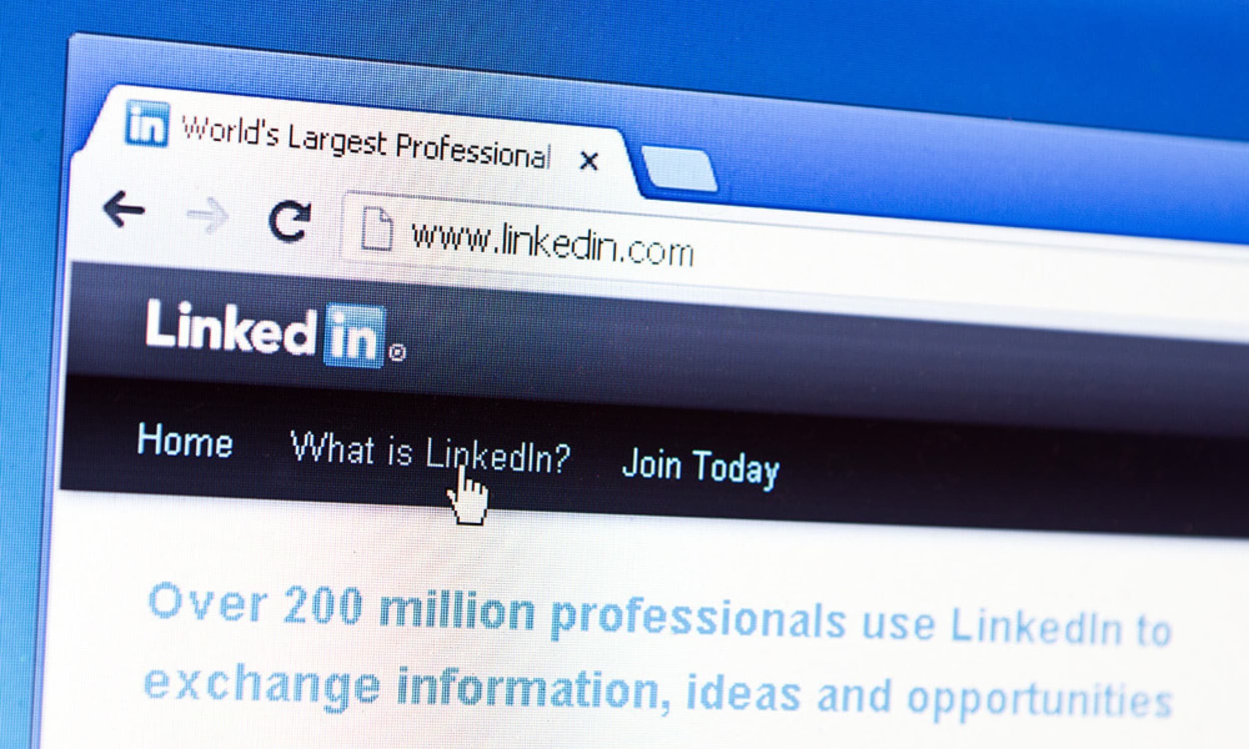 Webseite von LinkedIn mit Fokus auf die Browser-Adressleiste
