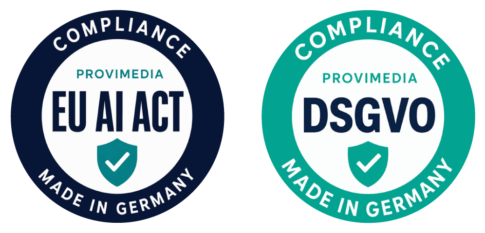Grafik: Datenschutz-Grundlagen verifiziert durch Provimedia - EU AI Act und DSGVO