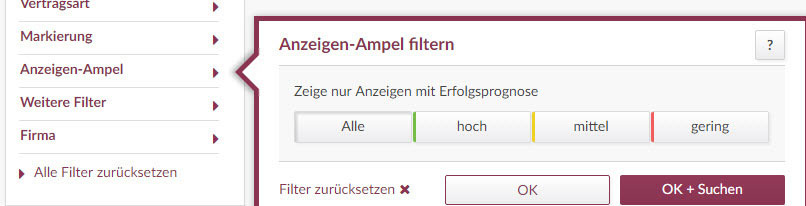 screenshot Anzeigen-Ampel filtern